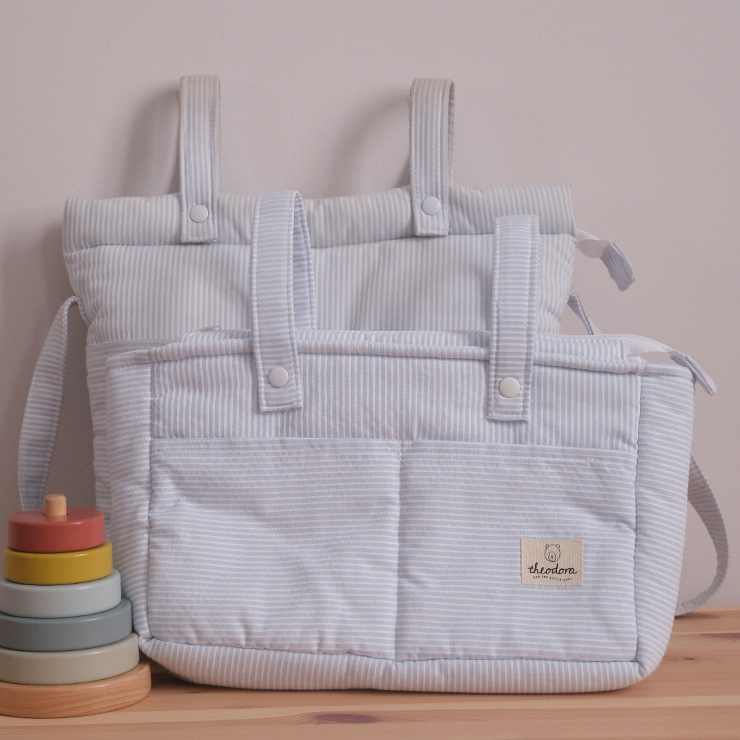 Pañalera rayas azules