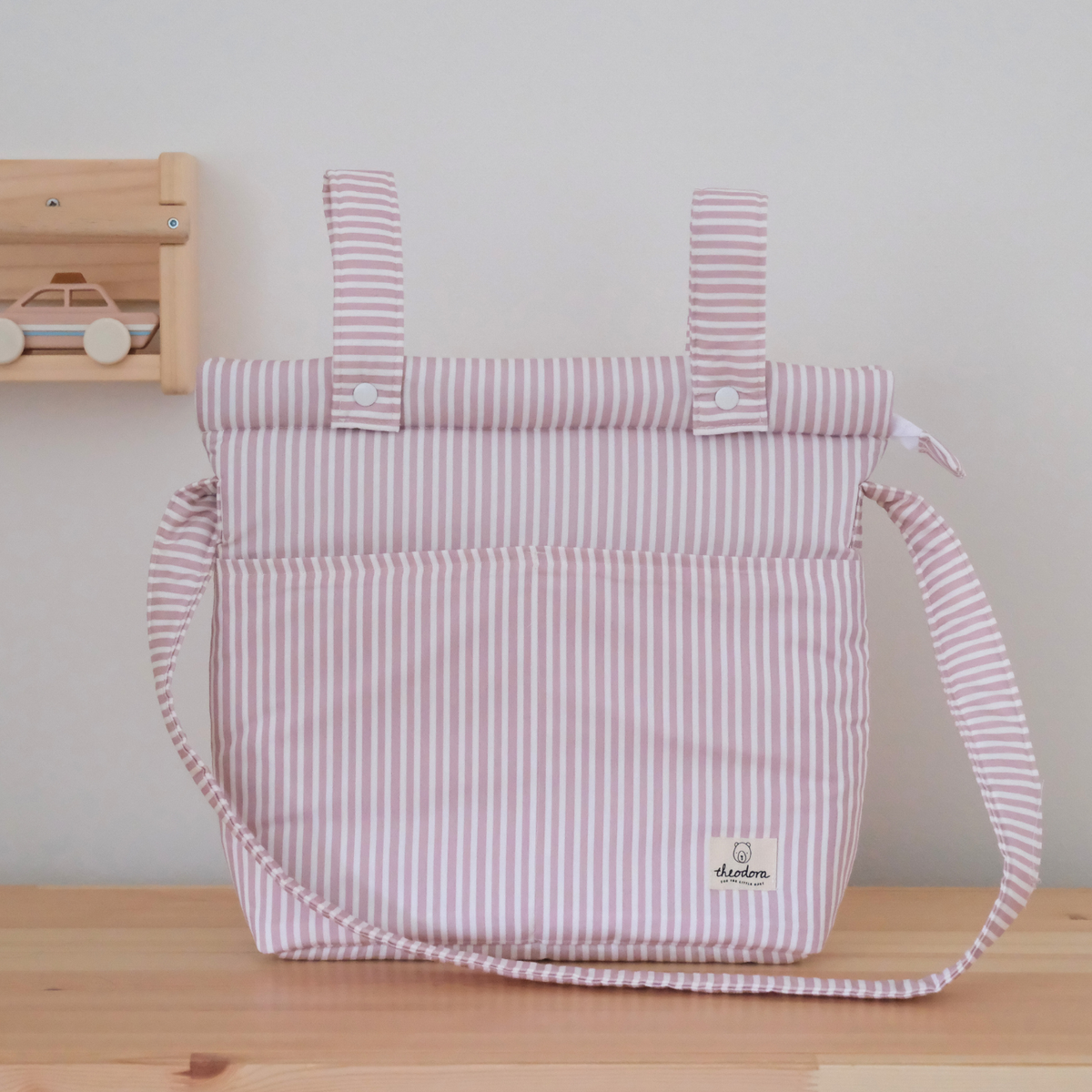 Bolsa para carro grande rayas rosas