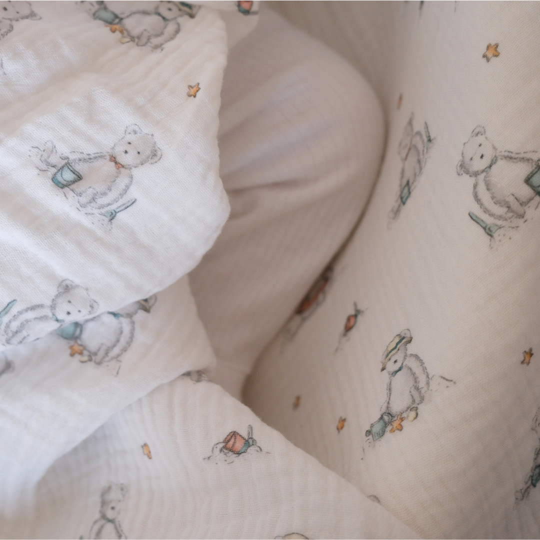 Muselina flores cafés + osos (2pack)