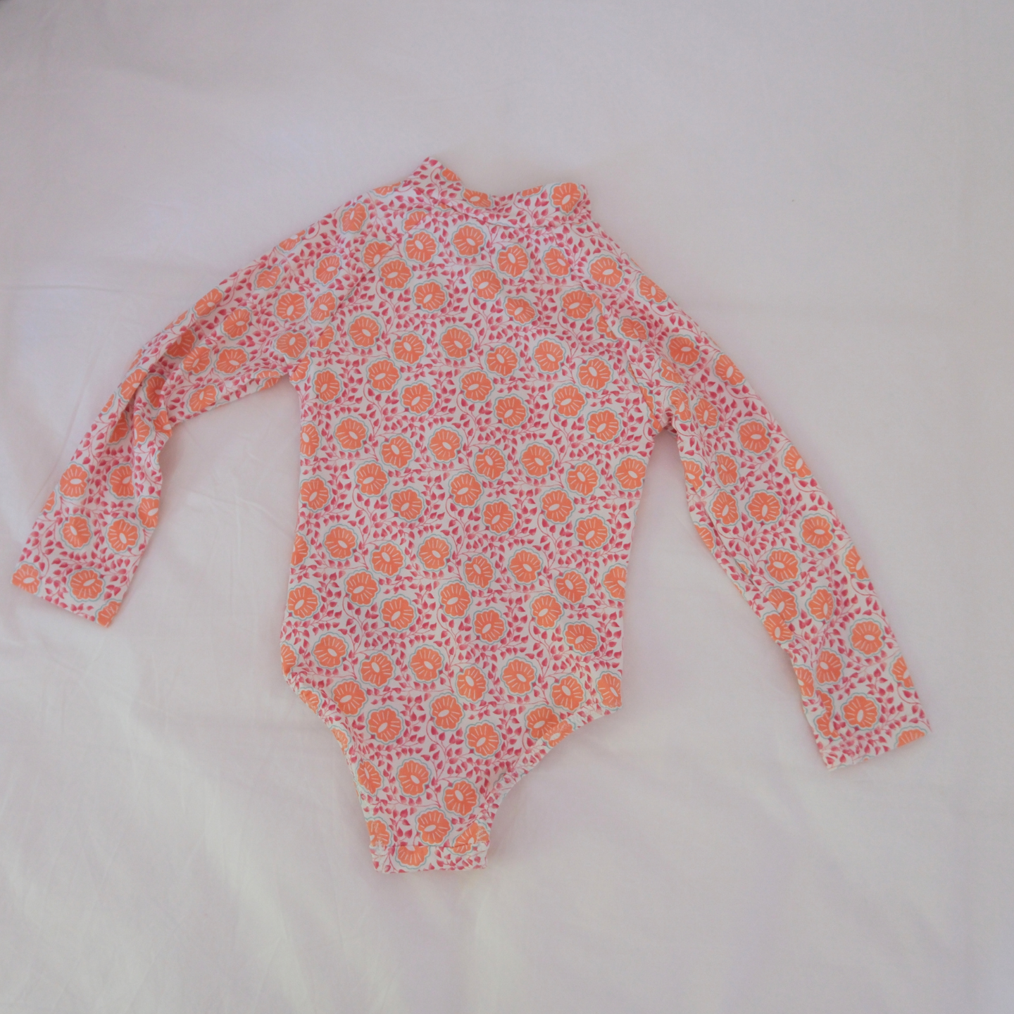 Traje de baño entero flores naranjas