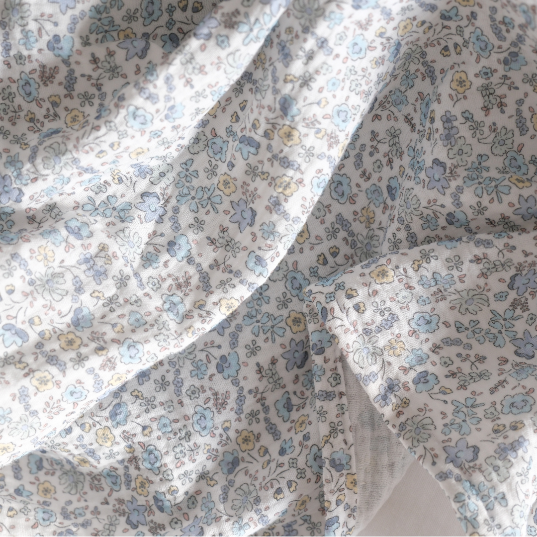 Muselina flores cafés + flores azules (2pack)