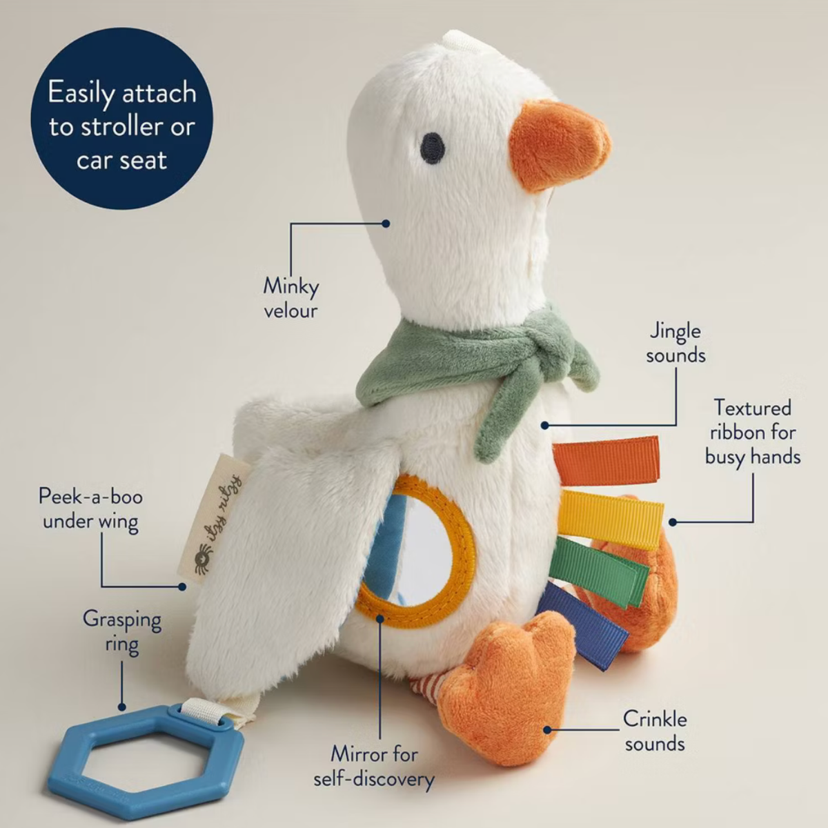 Peluche pato sensorial