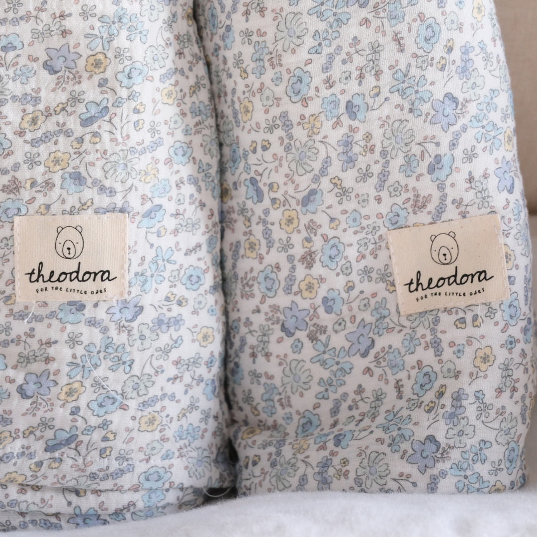 Muselina flores azules (pack 2)