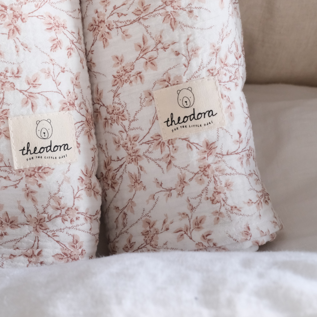 Muselina flores rosas (pack 2)