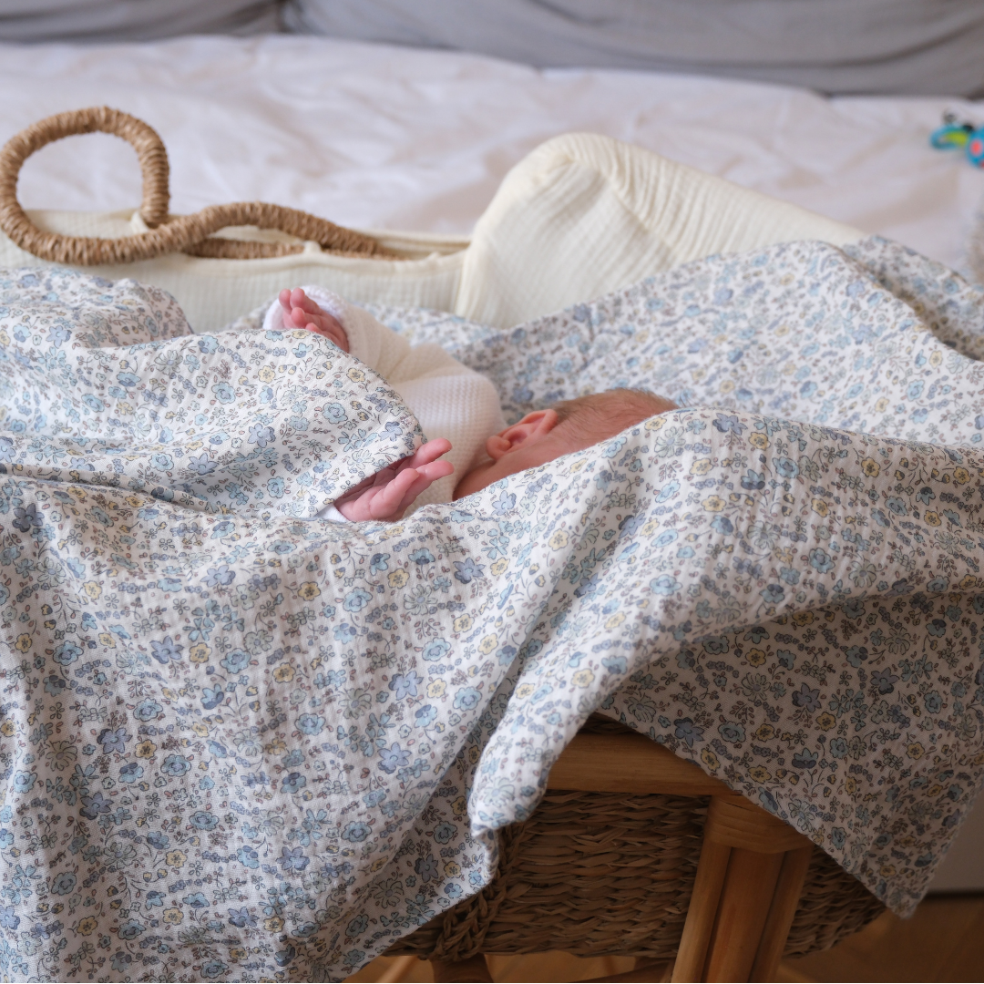 Muselina flores azules (pack 2)