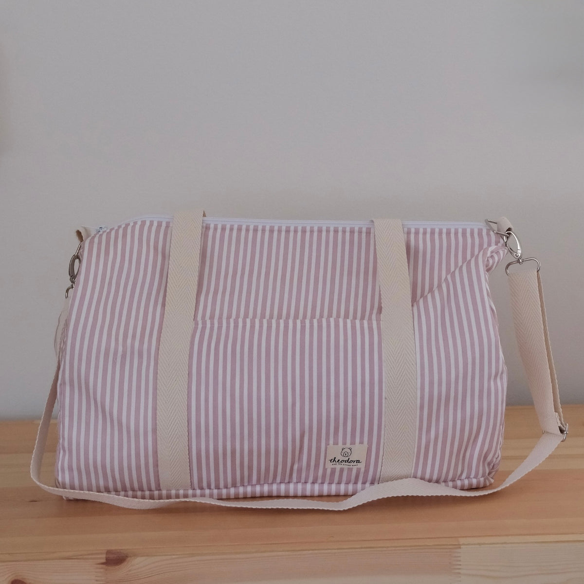 Bolsa deporte impermeable rayas rosas