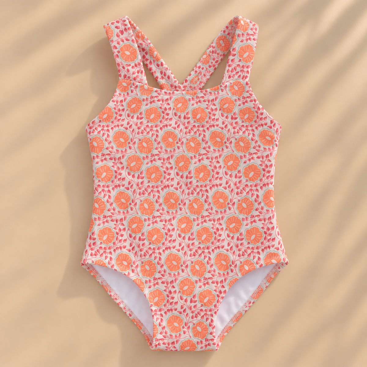 Traje de baño flores naranjas