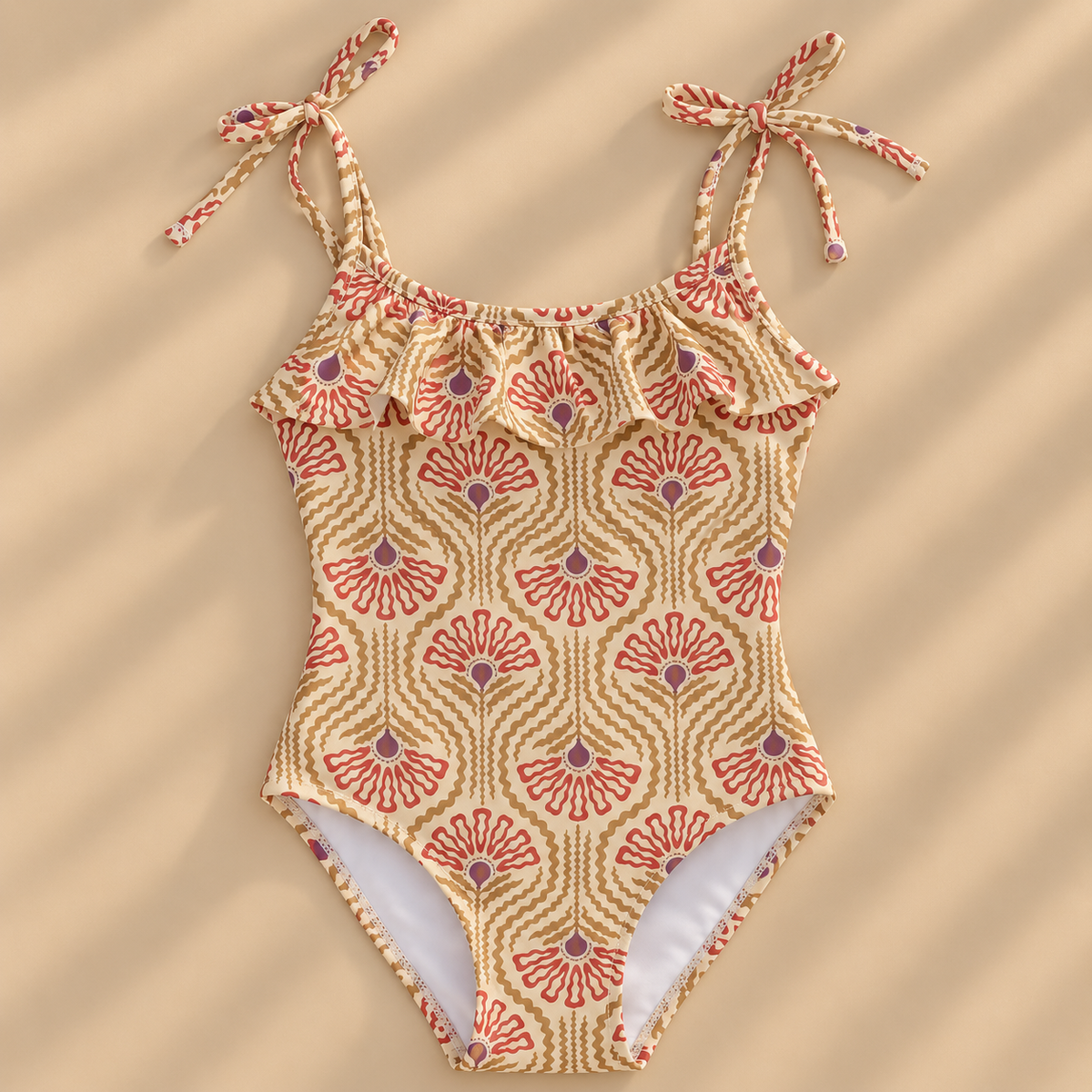 Traje de baño flor marrón