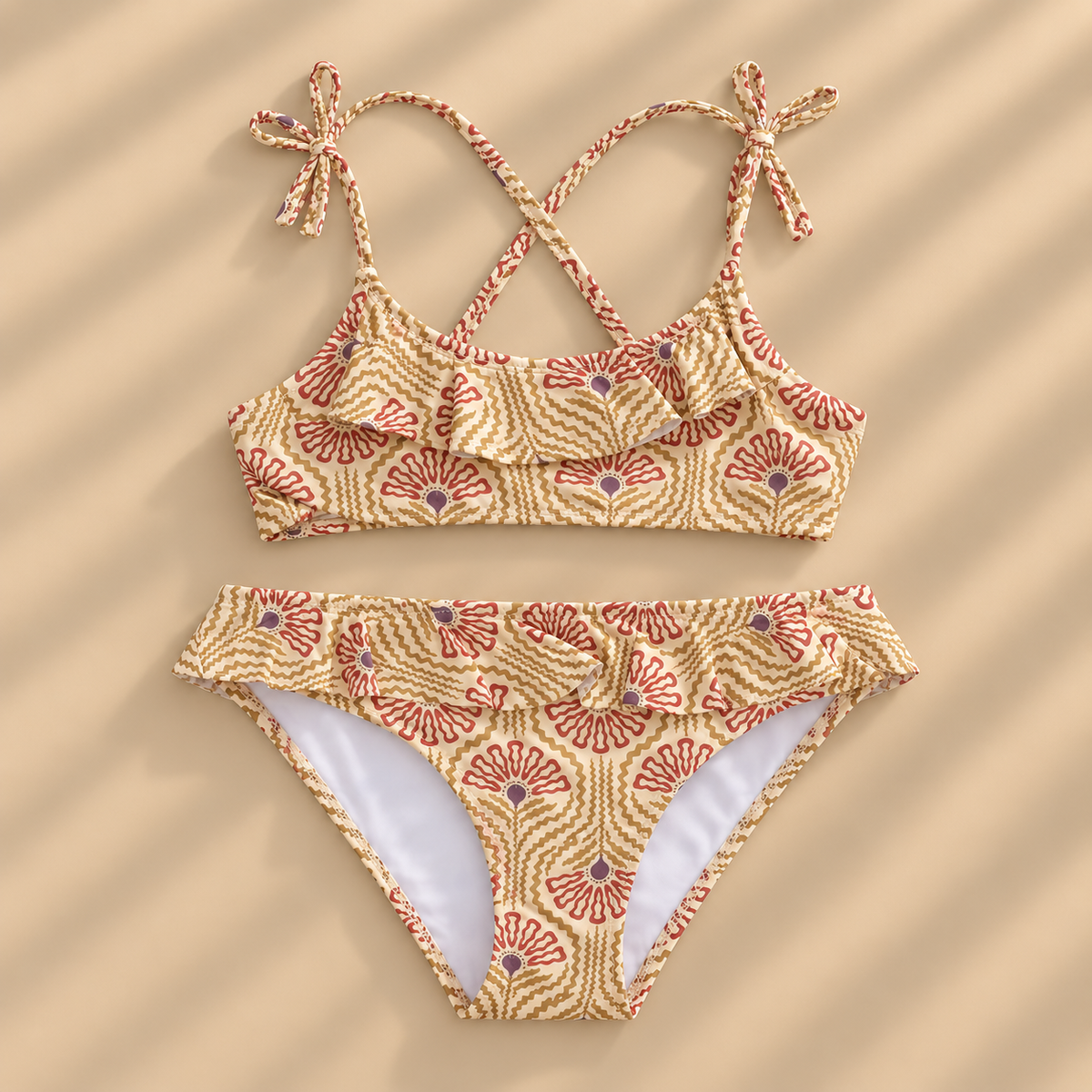 Bikini flor marrón