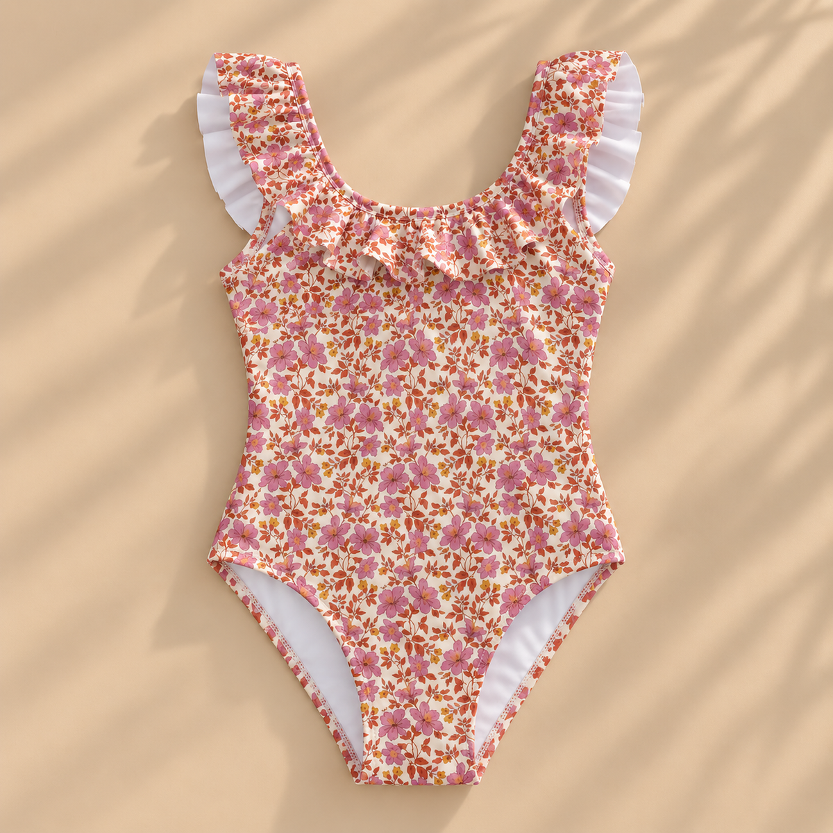 Traje de baño flores rojas y rosas
