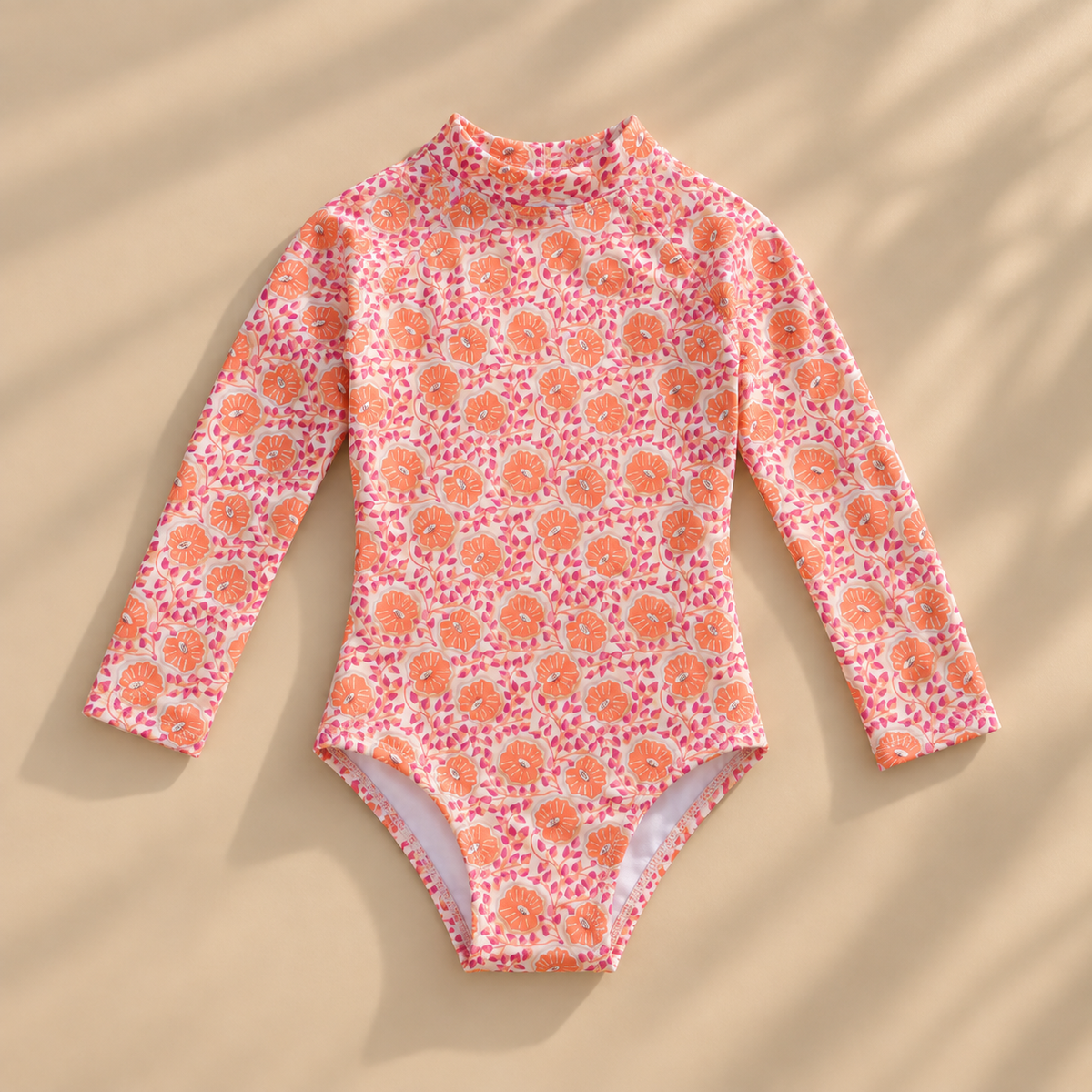 Traje de baño entero flores naranjas